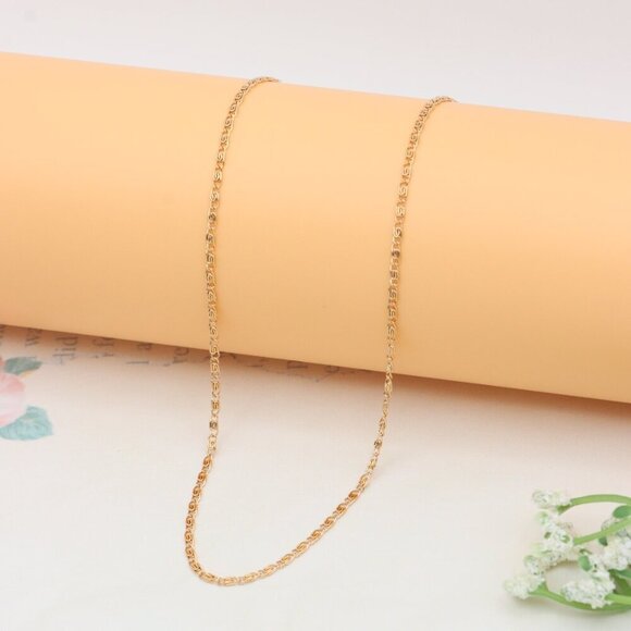 Elegant Rose Gold Plated Chain Necklace with Classic Pattern, XPNL0391 - Picture 5 of 11